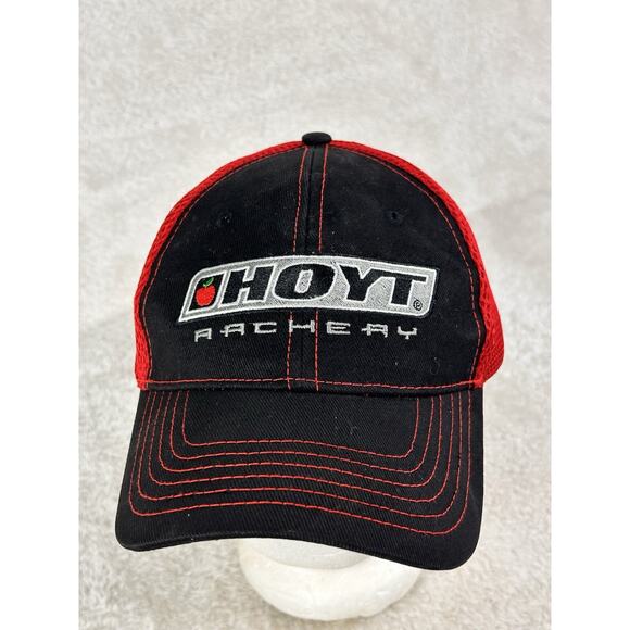 Team Hoyt Archery Shooting Staff Hunting Mens Hat Strap Back Red Baseball Cap - Picture 2 of 7